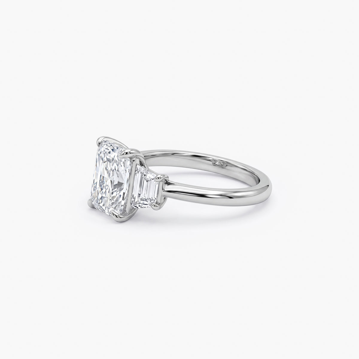 Platinum Radiant Cut Lab Diamond Trilogy Ring 2.10ct