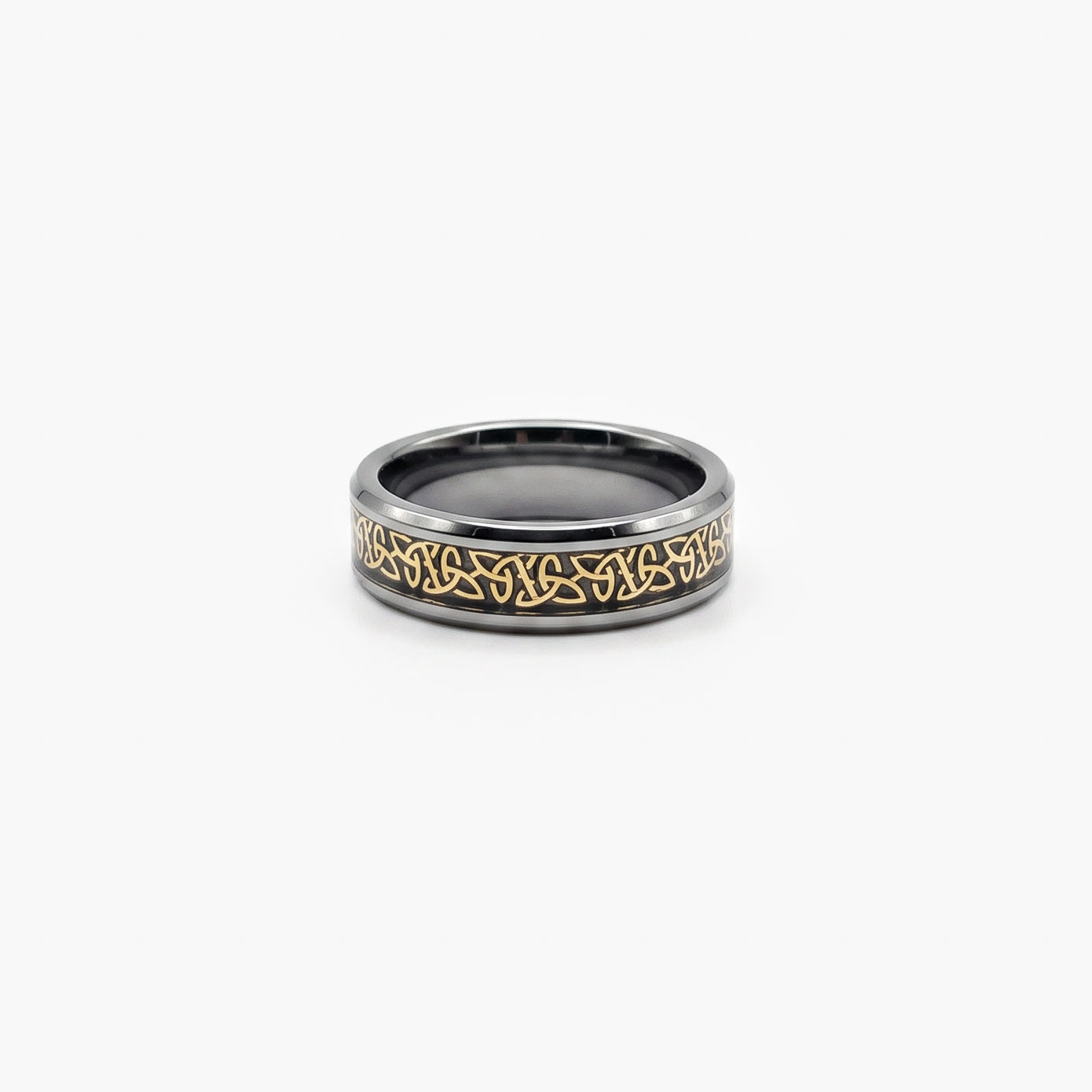Men's Tungsten Carbide Ring with Gold IP Celtic Knot Inlay