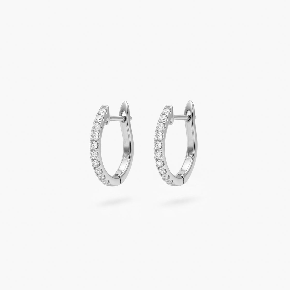 9ct White Gold Diamond Small Hoop Earrings