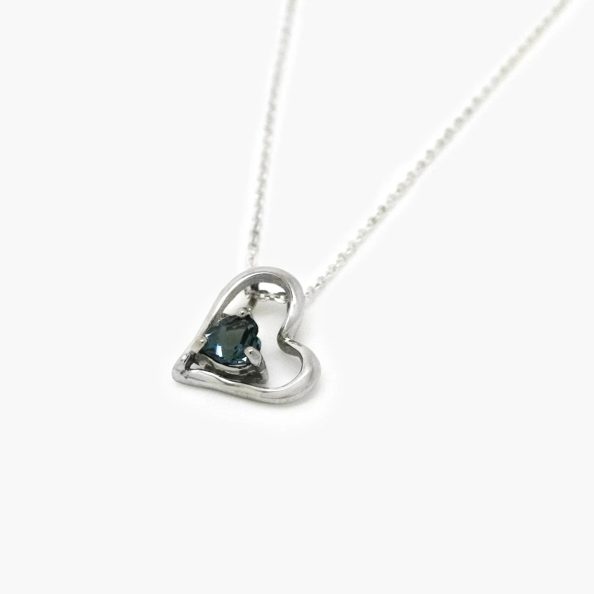 Silver London Blue Topaz Heart Pendant Necklace - Jordans Jewellers
