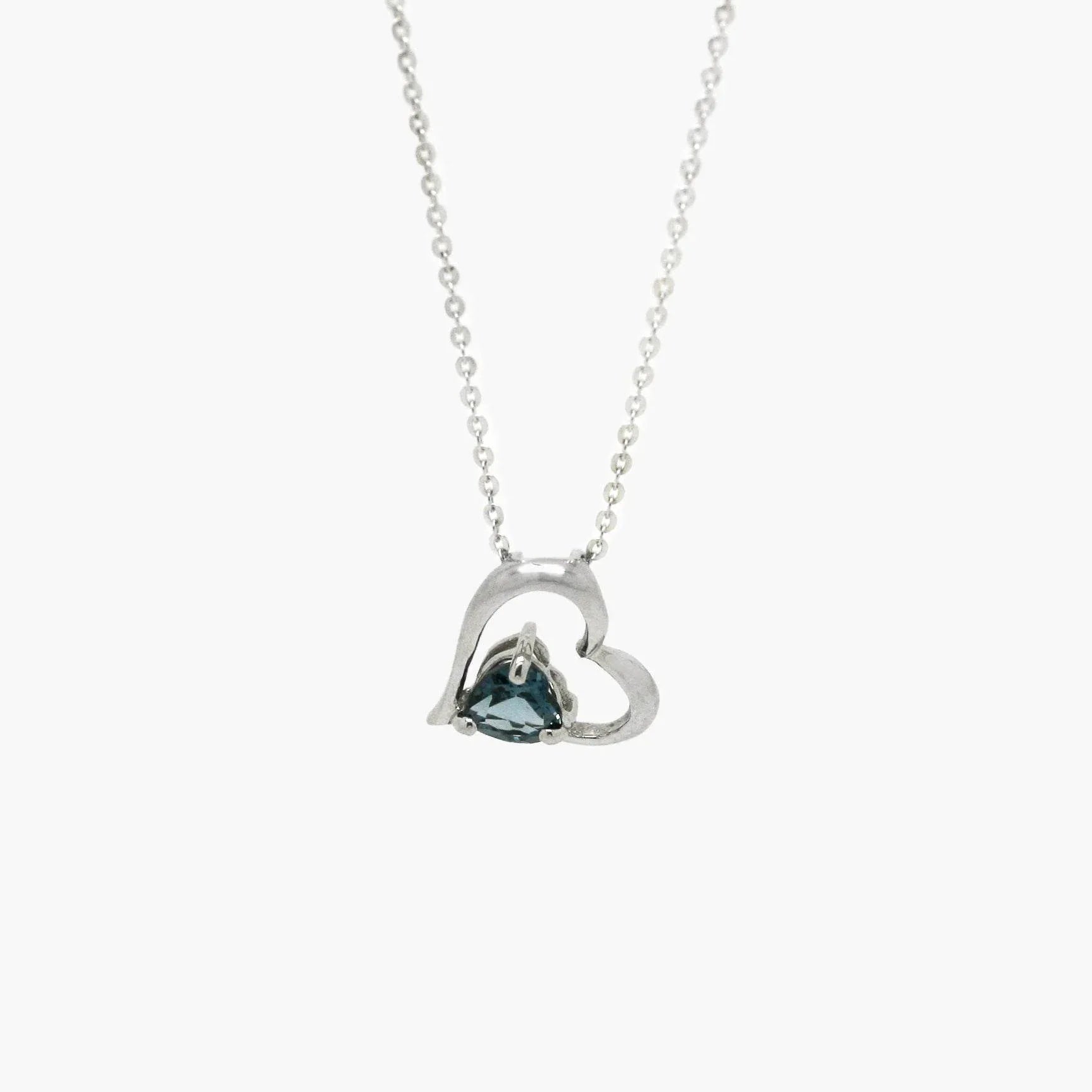 Silver London Blue Topaz Heart Pendant Necklace - Jordans Jewellers