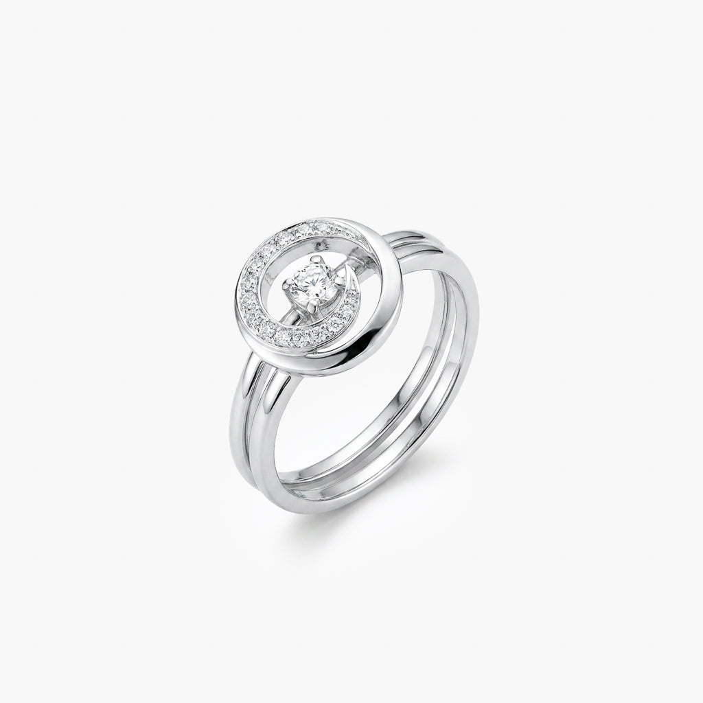 18ct White Gold 0.35ct Diamond Interlocking Two-Ring Set