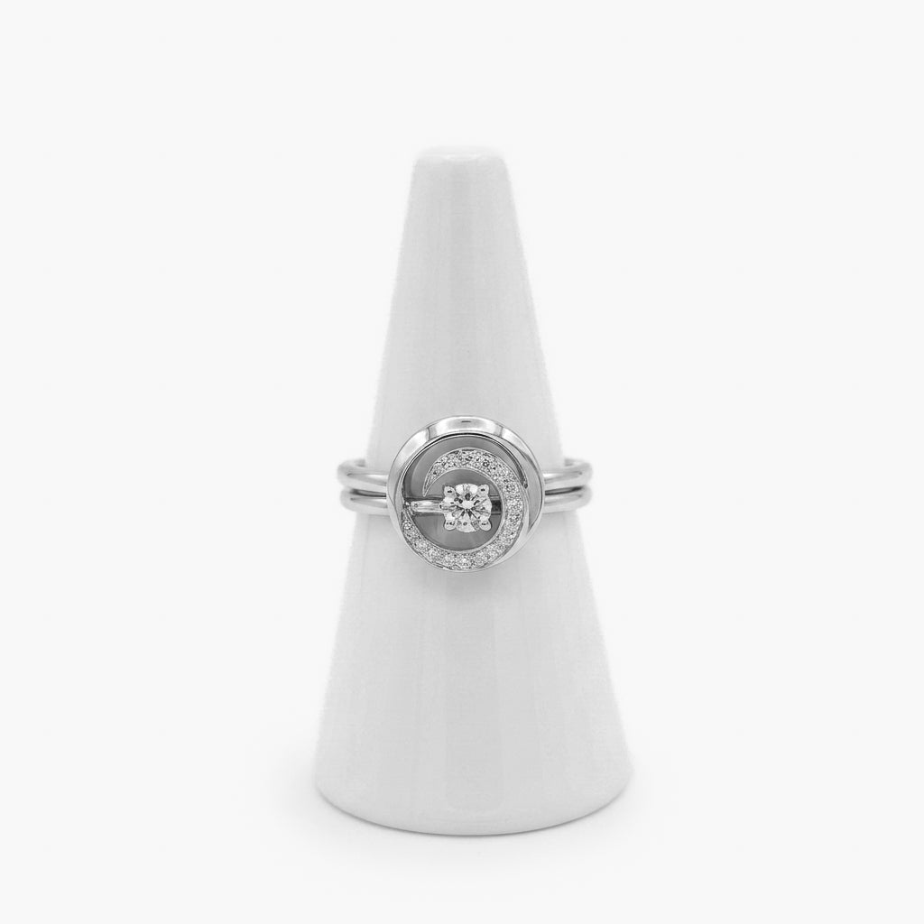 18ct White Gold 0.35ct Diamond Interlocking Two-Ring Set