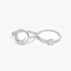 18ct White Gold 0.35ct Diamond Interlocking Two-Ring Set