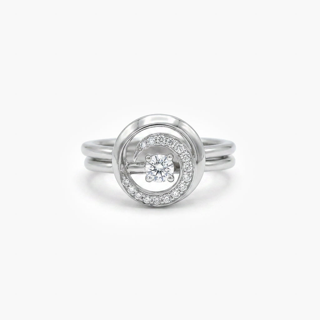 18ct White Gold 0.35ct Diamond Interlocking Two-Ring Set