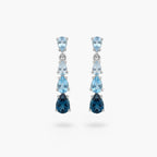 9ct White Gold Graduated Blue Topaz Pear Drop Earrings