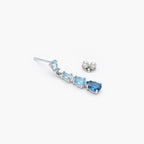 9ct White Gold Graduated Blue Topaz Pear Drop Earrings