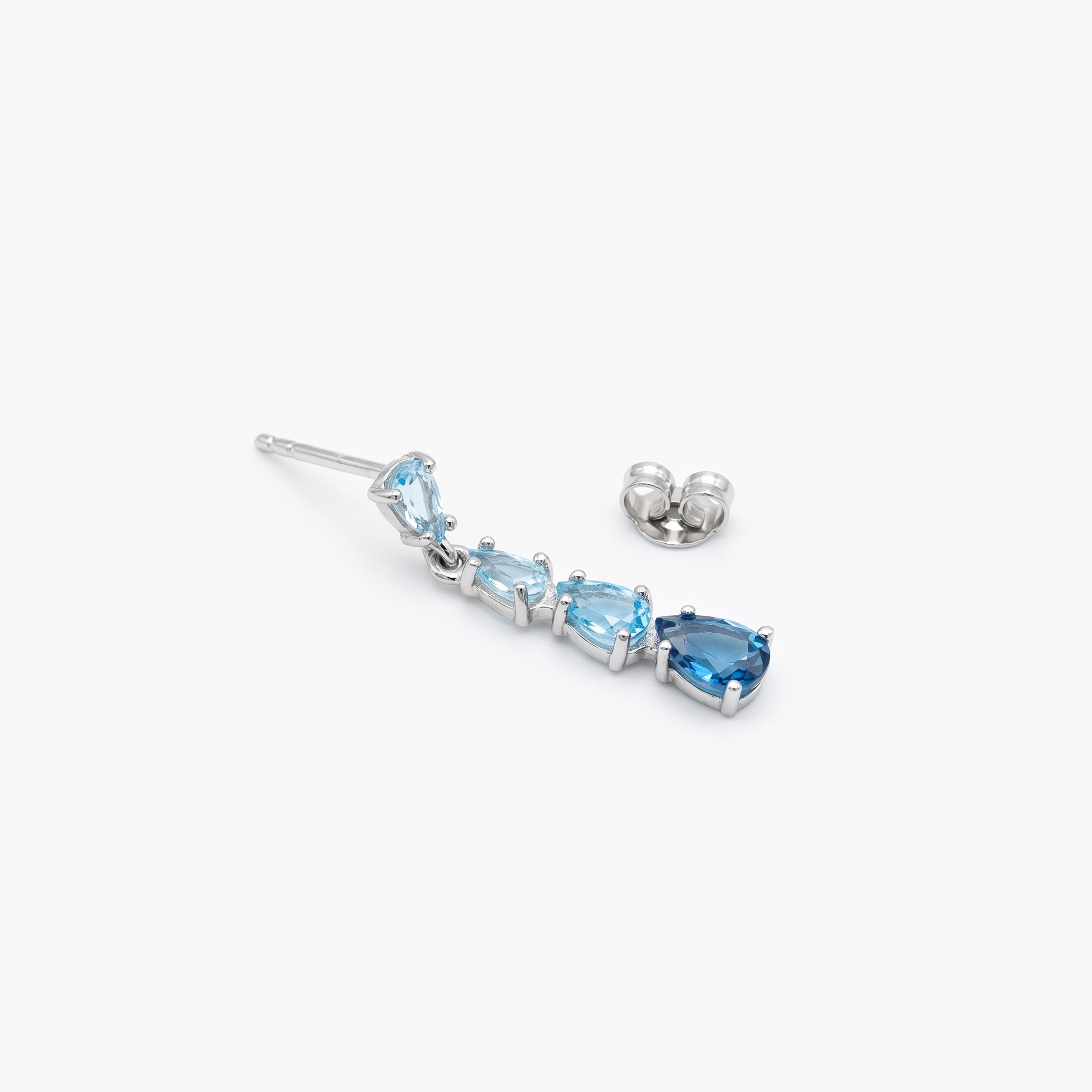 9ct White Gold Graduated Blue Topaz Pear Drop Earrings