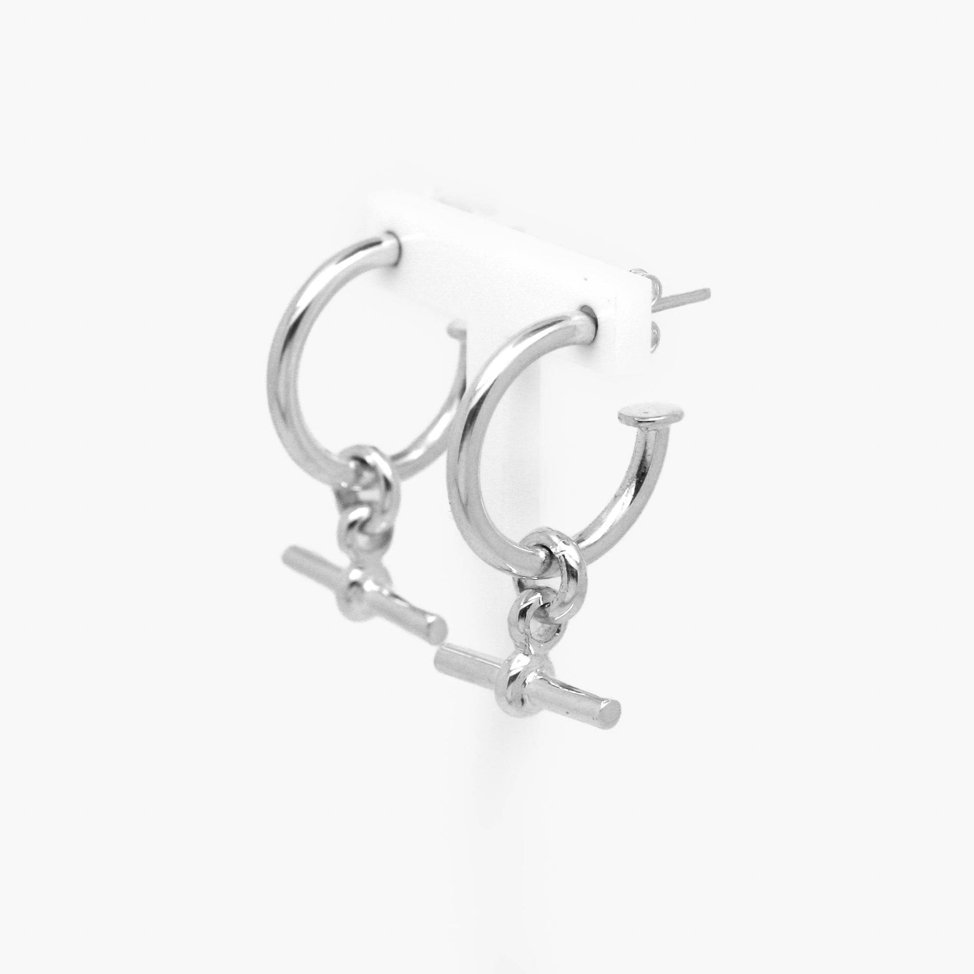 Silver Sliding T-Bar Hoop Earrings - Jordans Jewellers