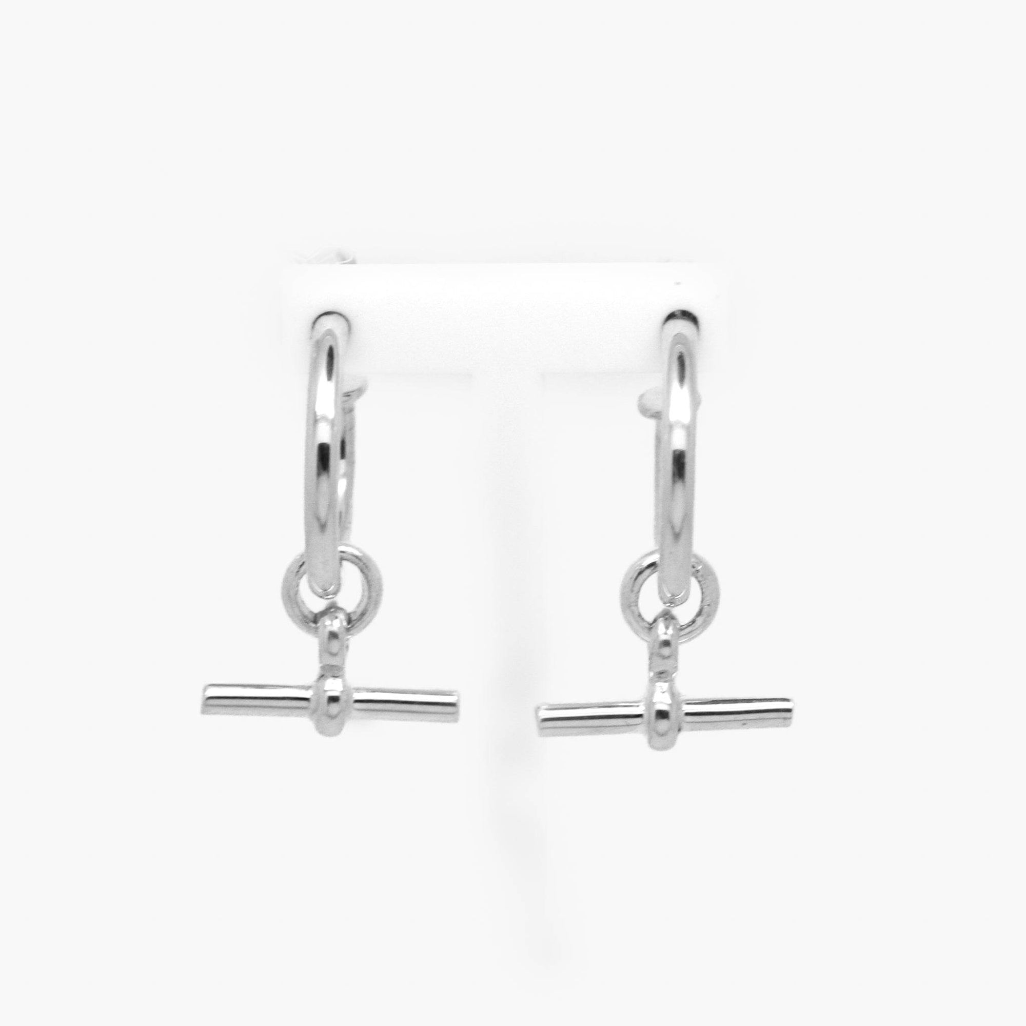 Silver Sliding T-Bar Hoop Earrings - Jordans Jewellers