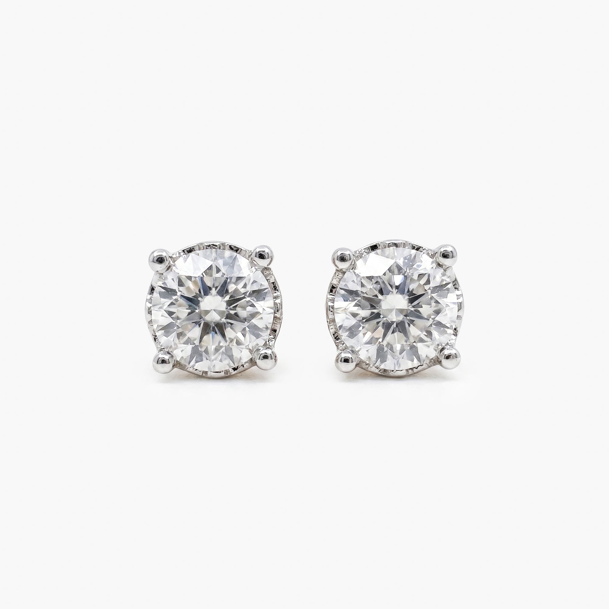 9ct Yellow Gold 1.44ct Diamond Illusion Set Solitaire Stud Earrings