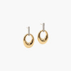 9ct Yellow Gold Diamond Pavé Bar & Chunky Oval Drop Earrings