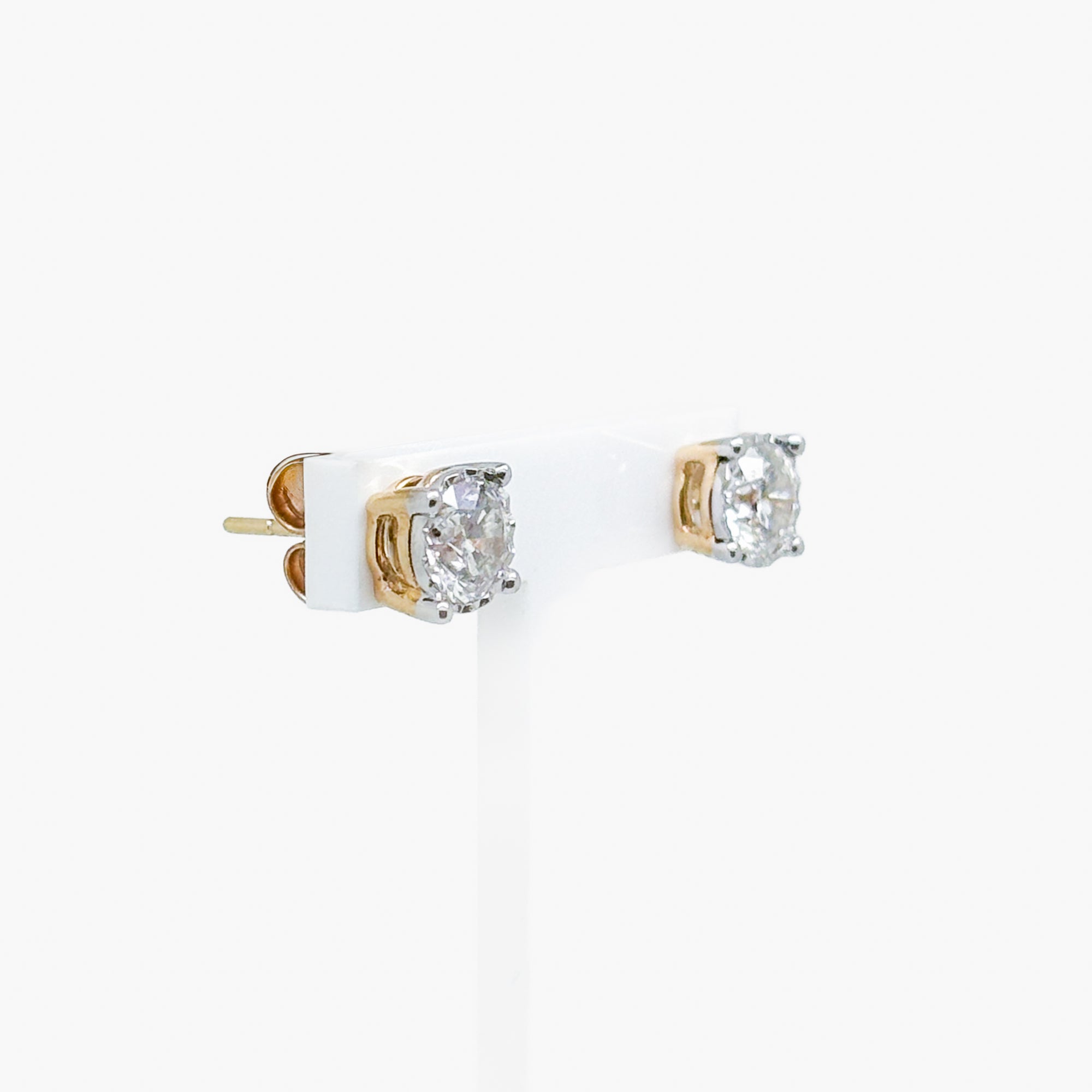 9ct Yellow Gold 1.44ct Diamond Illusion Set Solitaire Stud Earrings