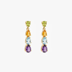 9ct Yellow Gold Multi-Gemstone Pear Cut Drop Earrings