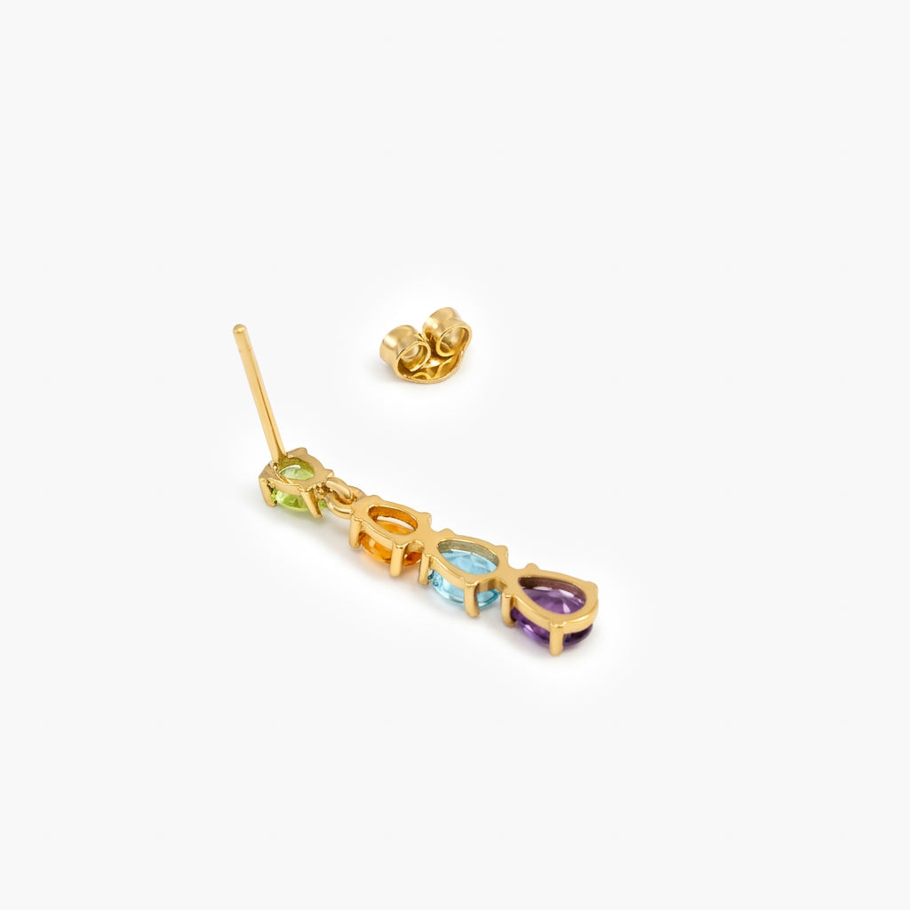 9ct Yellow Gold Multi-Gemstone Pear Cut Drop Earrings