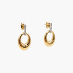 9ct Yellow Gold Diamond Pavé Bar & Chunky Oval Drop Earrings