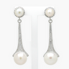 NEW Silver CZ Pearl Dangle Earrings