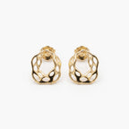 9ct Yellow Gold Open Organic Weave Stud Earrings