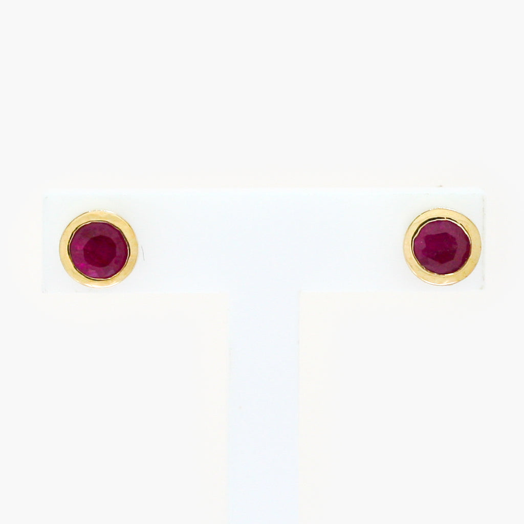 NEW 9 Carat Yellow Gold Ruby Earrings