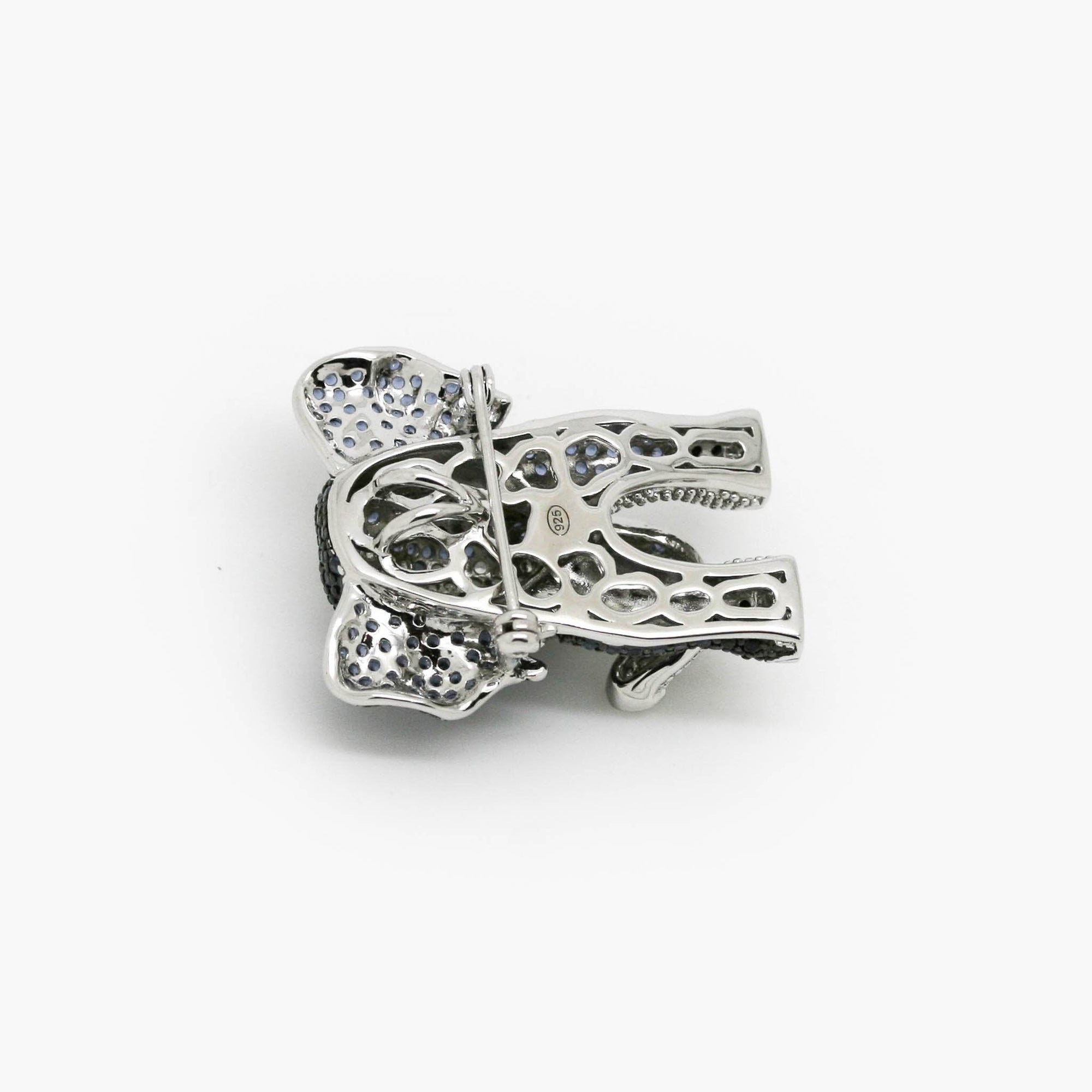 Silver Blue CZ Elephant Brooch Pendant - Jordans Jewellers