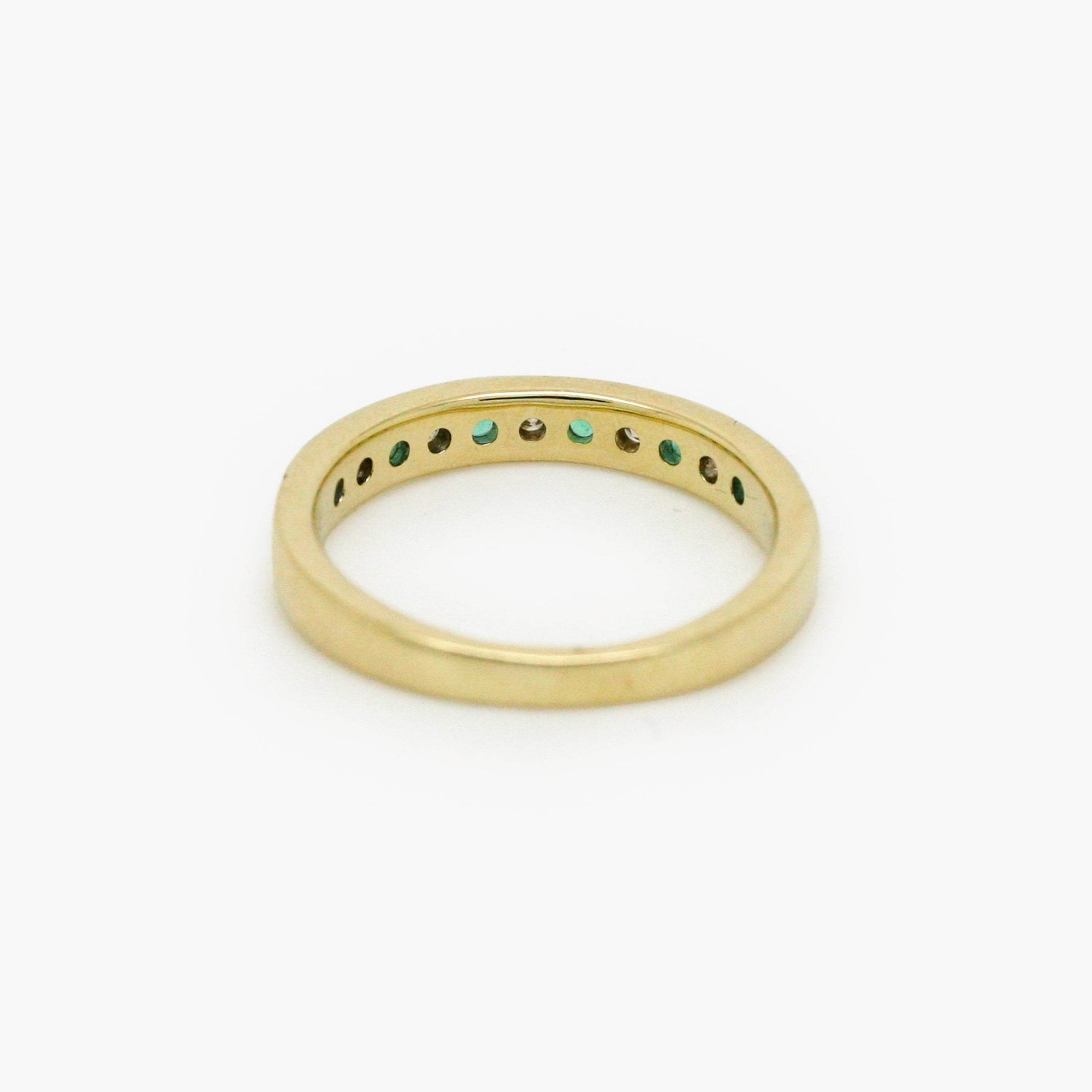 Emerald & Diamond Claw Set Half Eternity Ring in 9ct Gold - Jordans Jewellers
