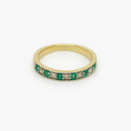Emerald & Diamond Claw Set Half Eternity Ring in 9ct Gold - Jordans Jewellers