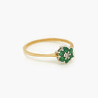 Emerald and Diamond Floral Cluster Ring in 9ct Gold - Jordans Jewellers