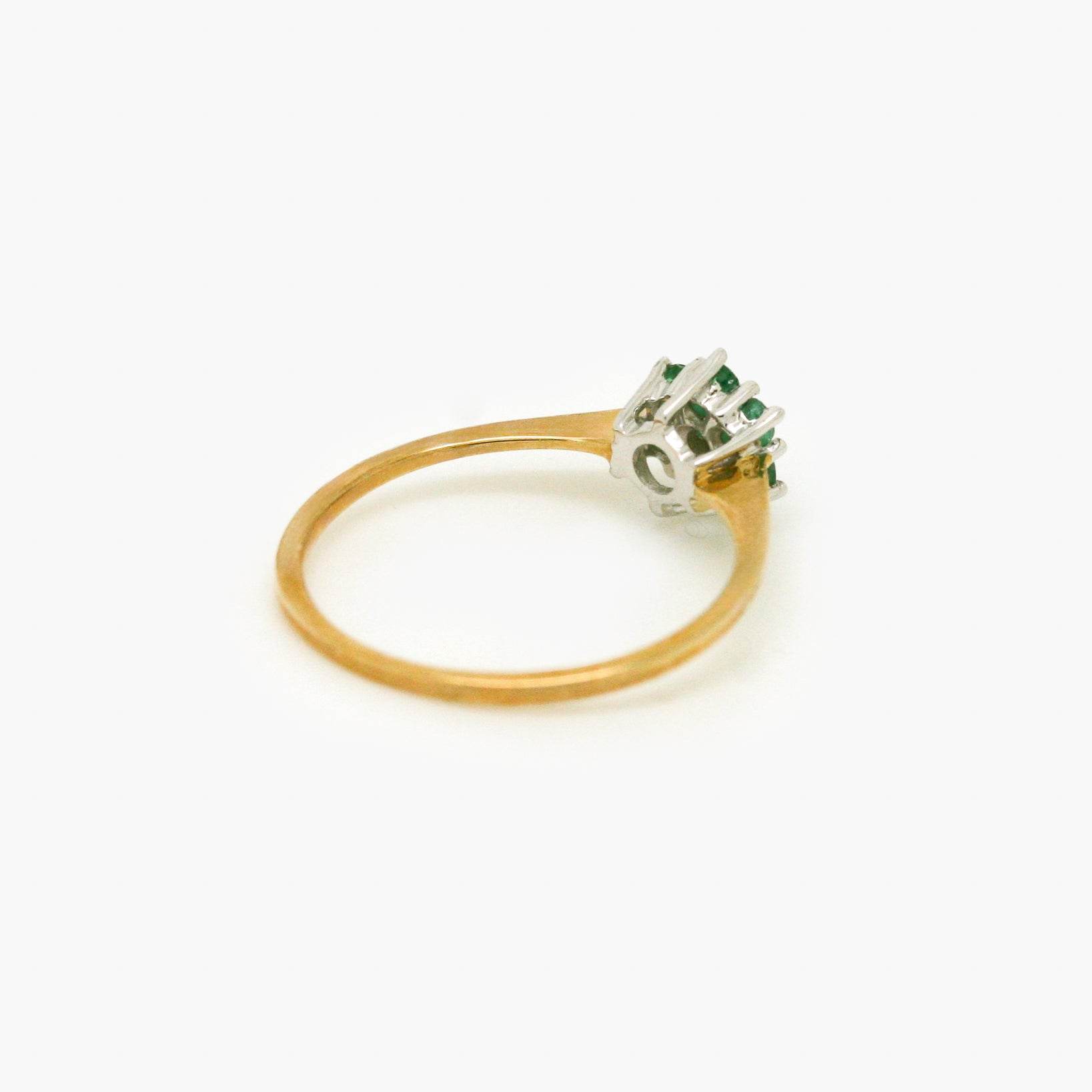Emerald and Diamond Floral Cluster Ring in 9ct Gold - Jordans Jewellers