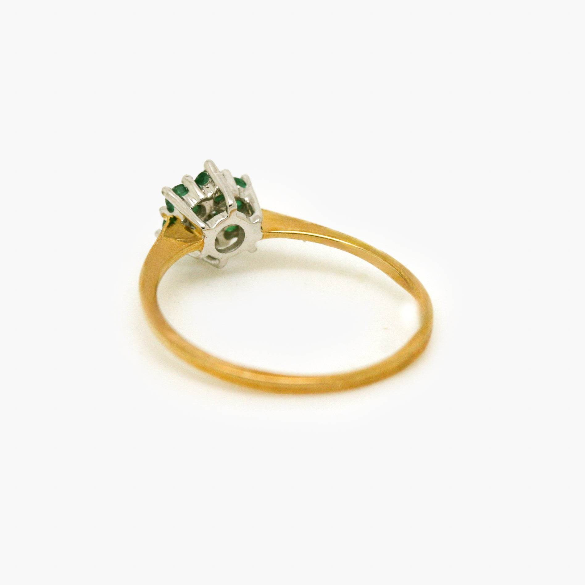 Emerald and Diamond Floral Cluster Ring in 9ct Gold - Jordans Jewellers