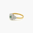 Art Deco Style Round Emerald & Diamond Ring - Jordans Jewellers