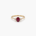 9ct Yellow Gold Oval Ruby & Diamond Ring