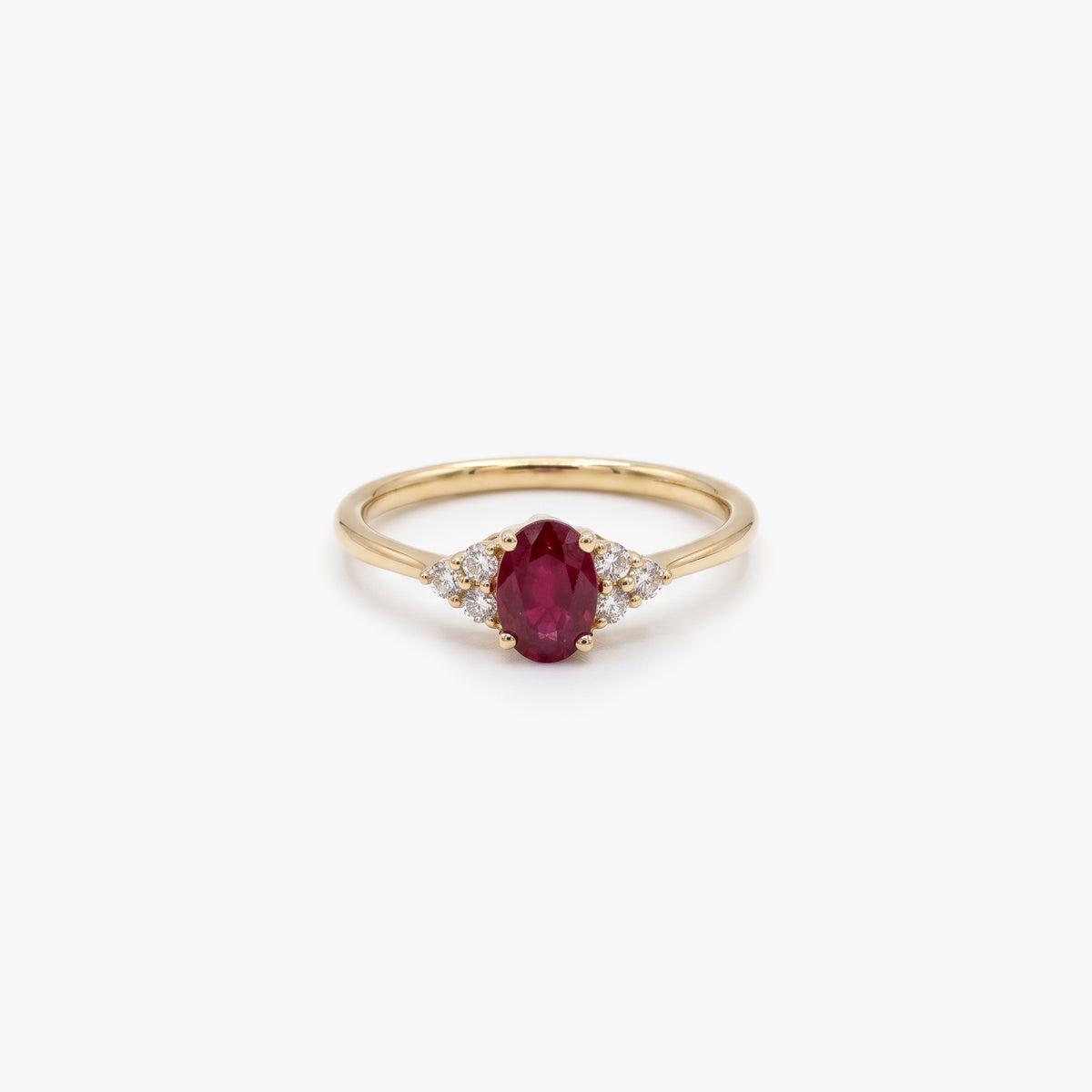9ct Yellow Gold Oval Ruby & Diamond Ring