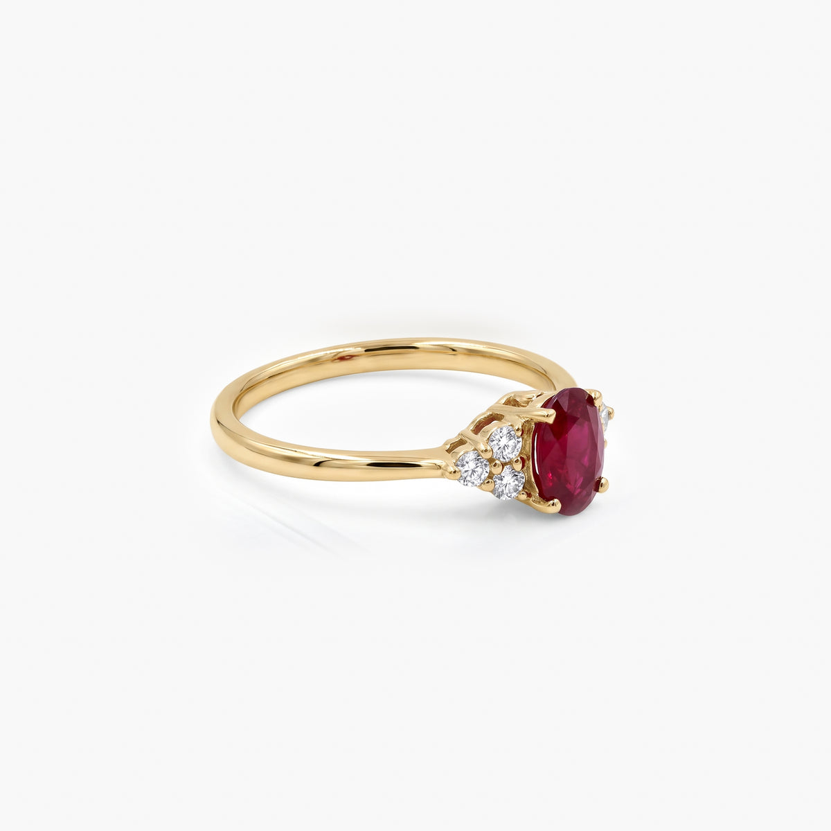 9ct Yellow Gold Oval Ruby & Diamond Ring