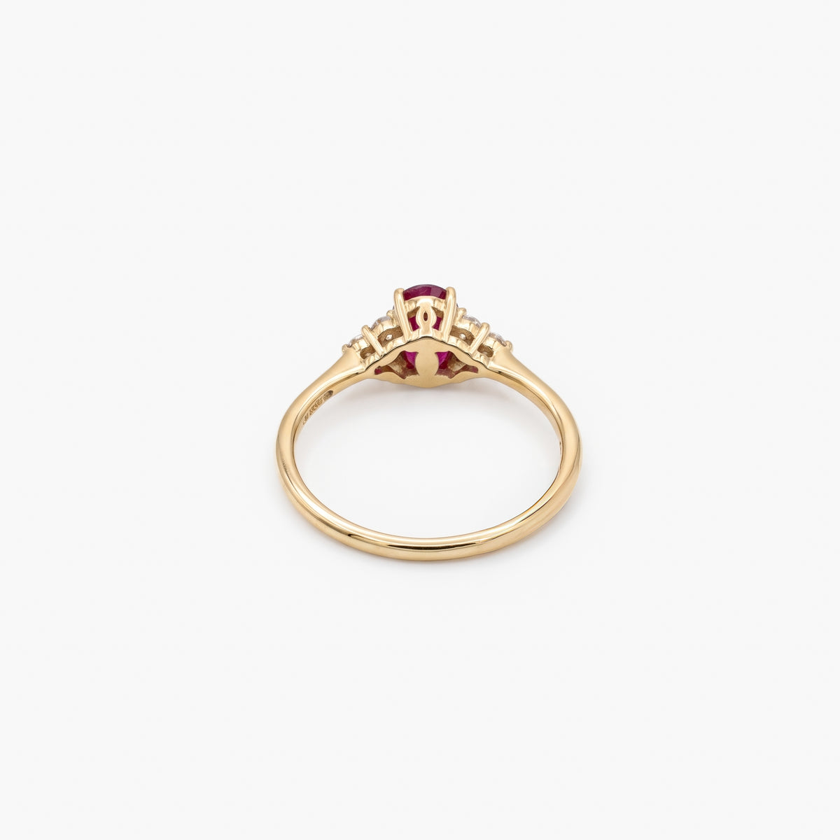 9ct Yellow Gold Oval Ruby & Diamond Ring