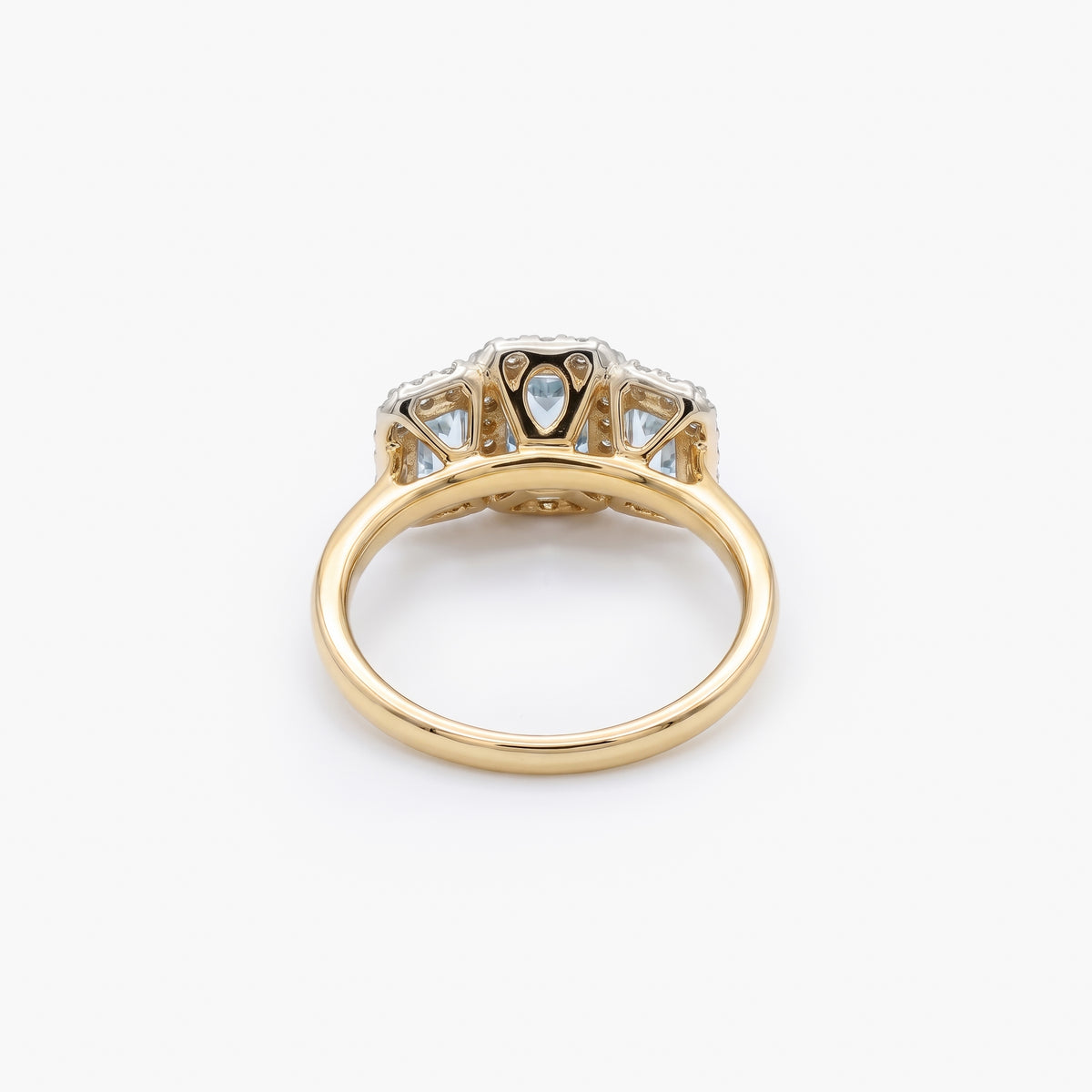 9ct Gold Sky Blue Topaz & Diamond Triple Halo Ring
