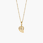 9ct Yellow Gold Open Leaf Pendant Necklace