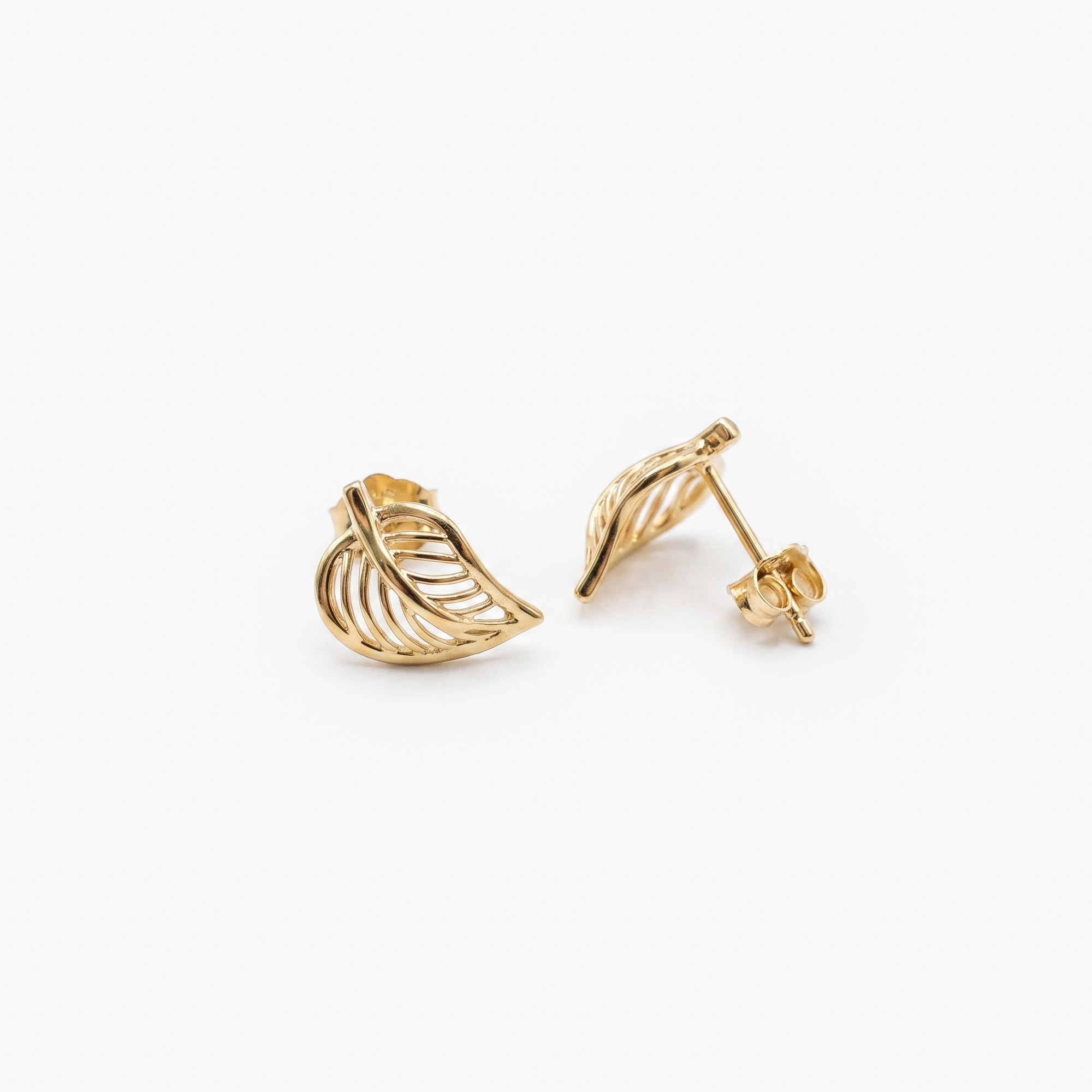 9ct Yellow Gold Polished Open Leaf Stud Earrings
