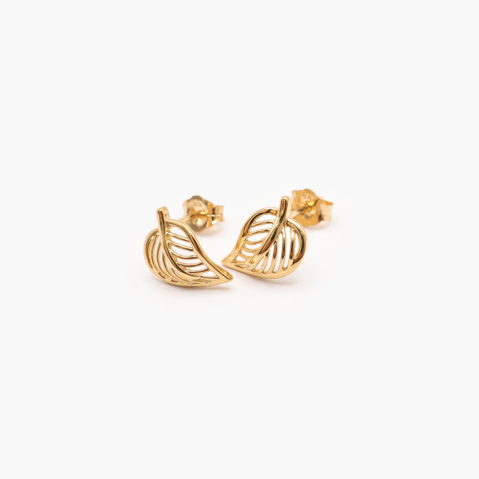 9ct Yellow Gold Polished Open Leaf Stud Earrings