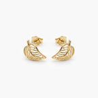 9ct Yellow Gold Polished Open Leaf Stud Earrings