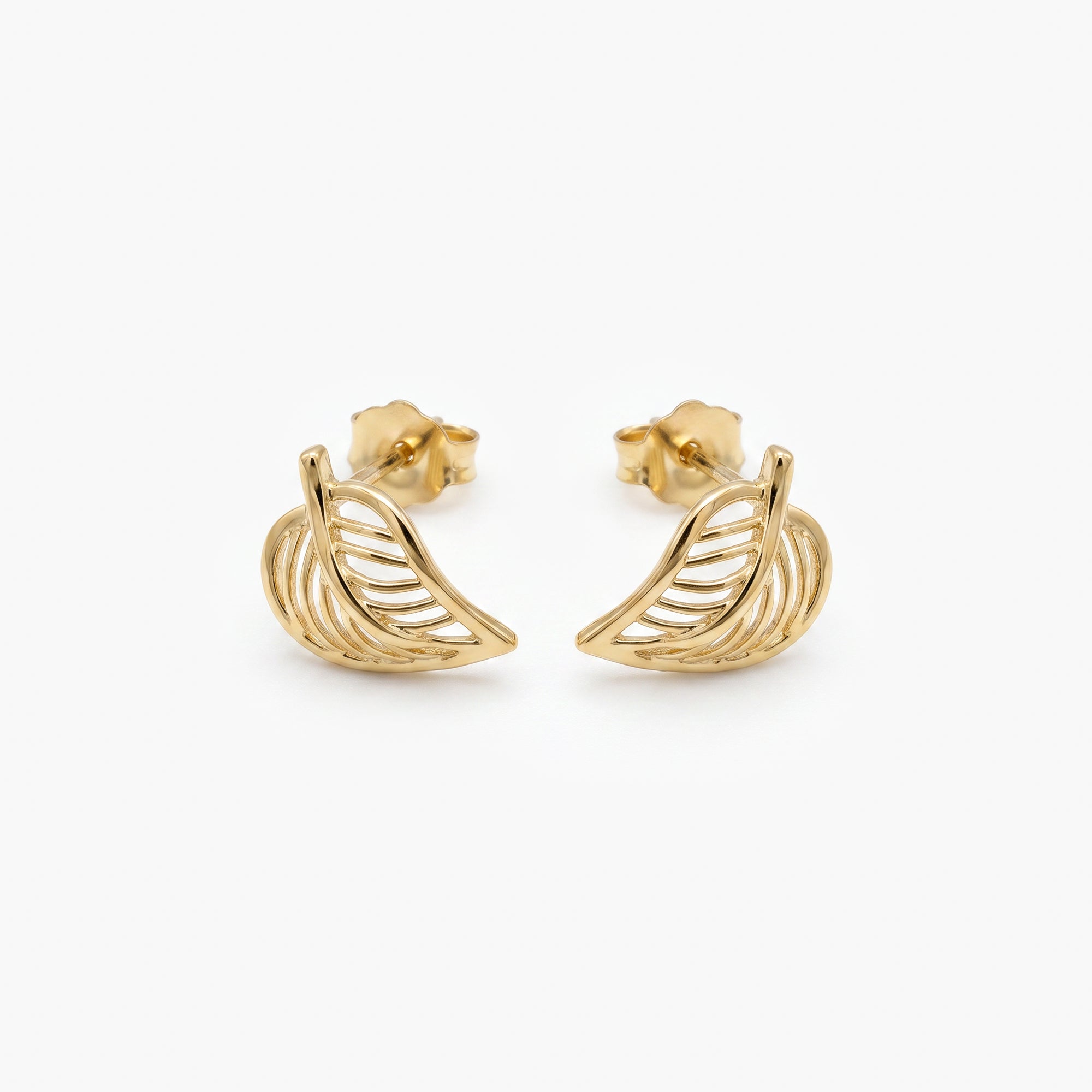 9ct Yellow Gold Polished Open Leaf Stud Earrings