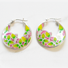 NEW Silver Pink & Green CZ Floral Earrings