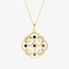 NEW 9ct Yellow Gold Floral Blue & White CZ Pendant Necklace