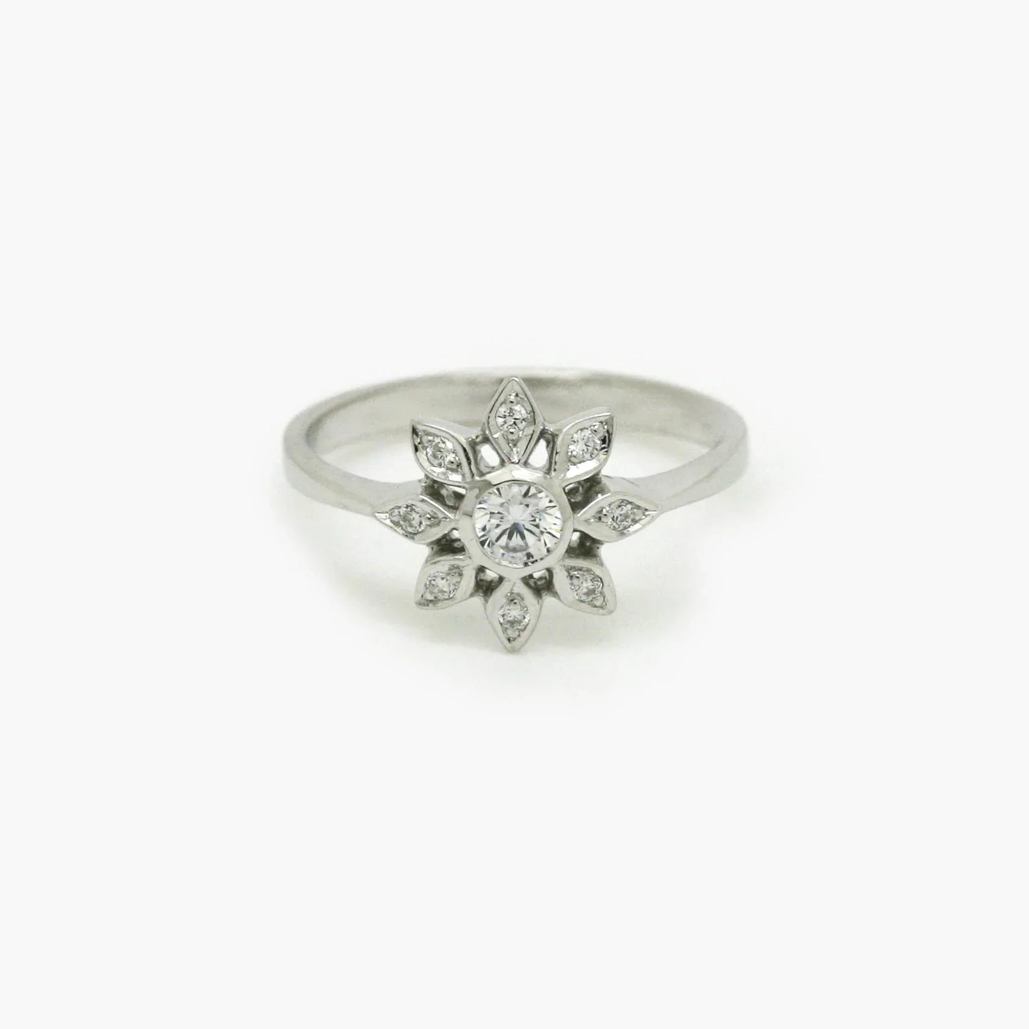Silver CZ Flower Ring - Jordans Jewellers