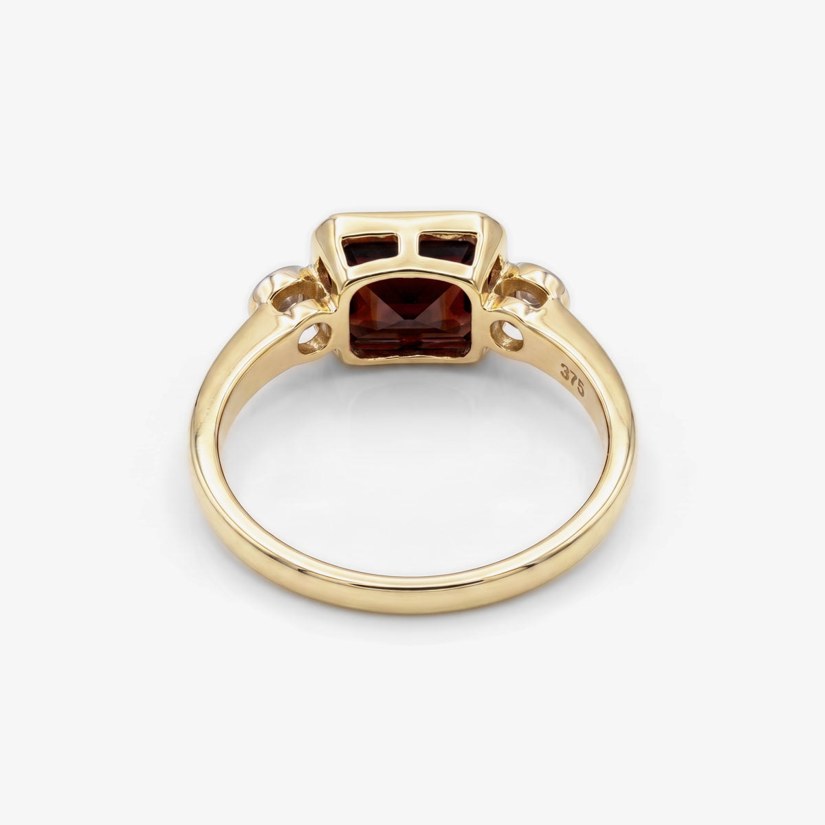 9ct Yellow Gold Garnet and Diamond Ring back view