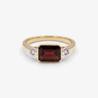 9ct Yellow Gold Garnet and Diamond Ring front view
