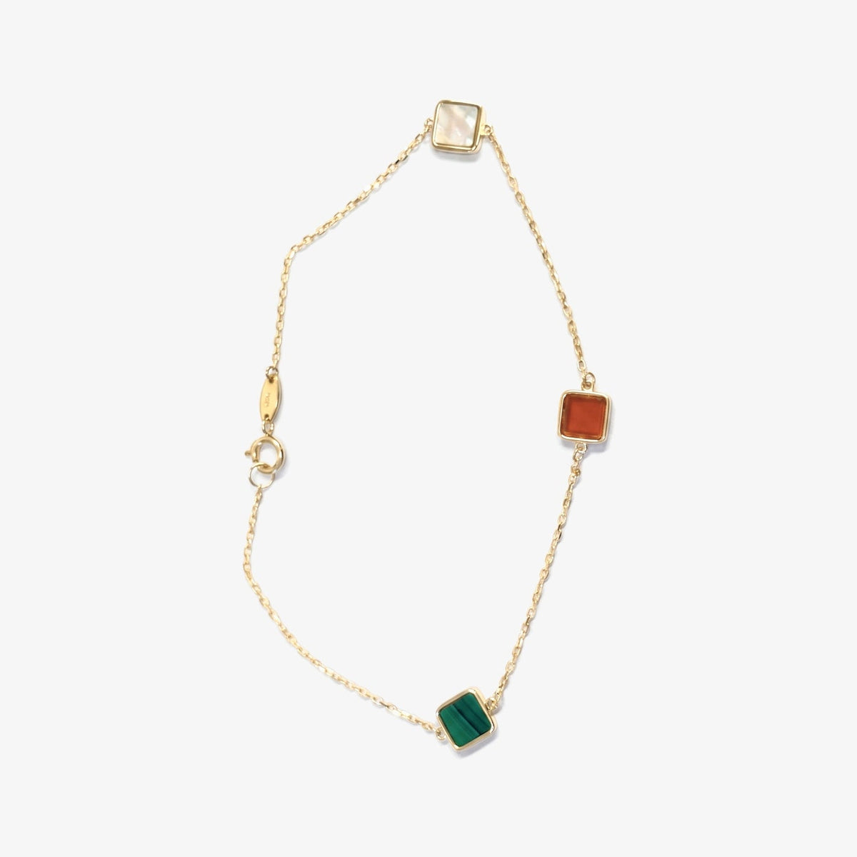 9ct Gold Gemstone Station Bracelet