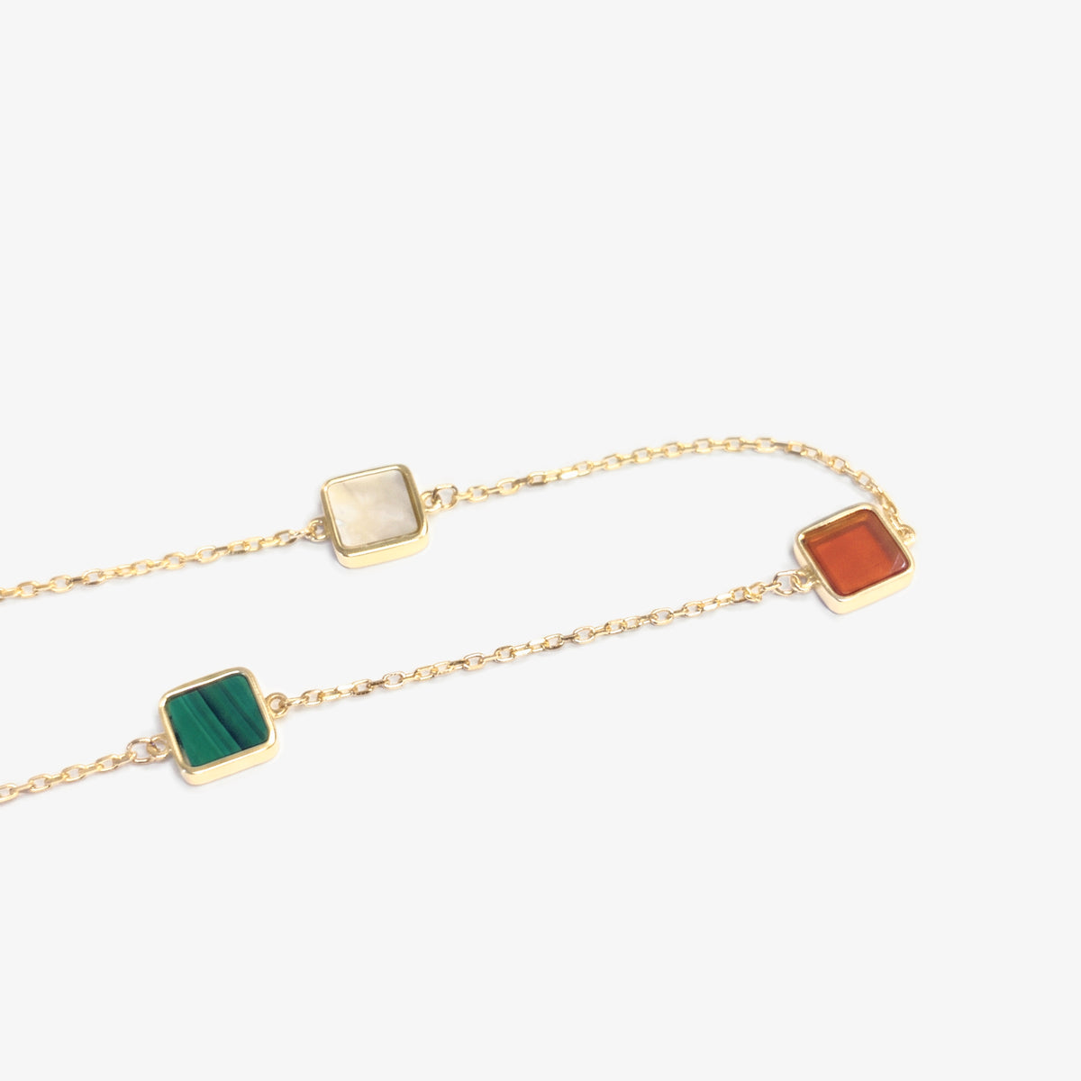 9ct Gold Gemstone Station Bracelet detail view
