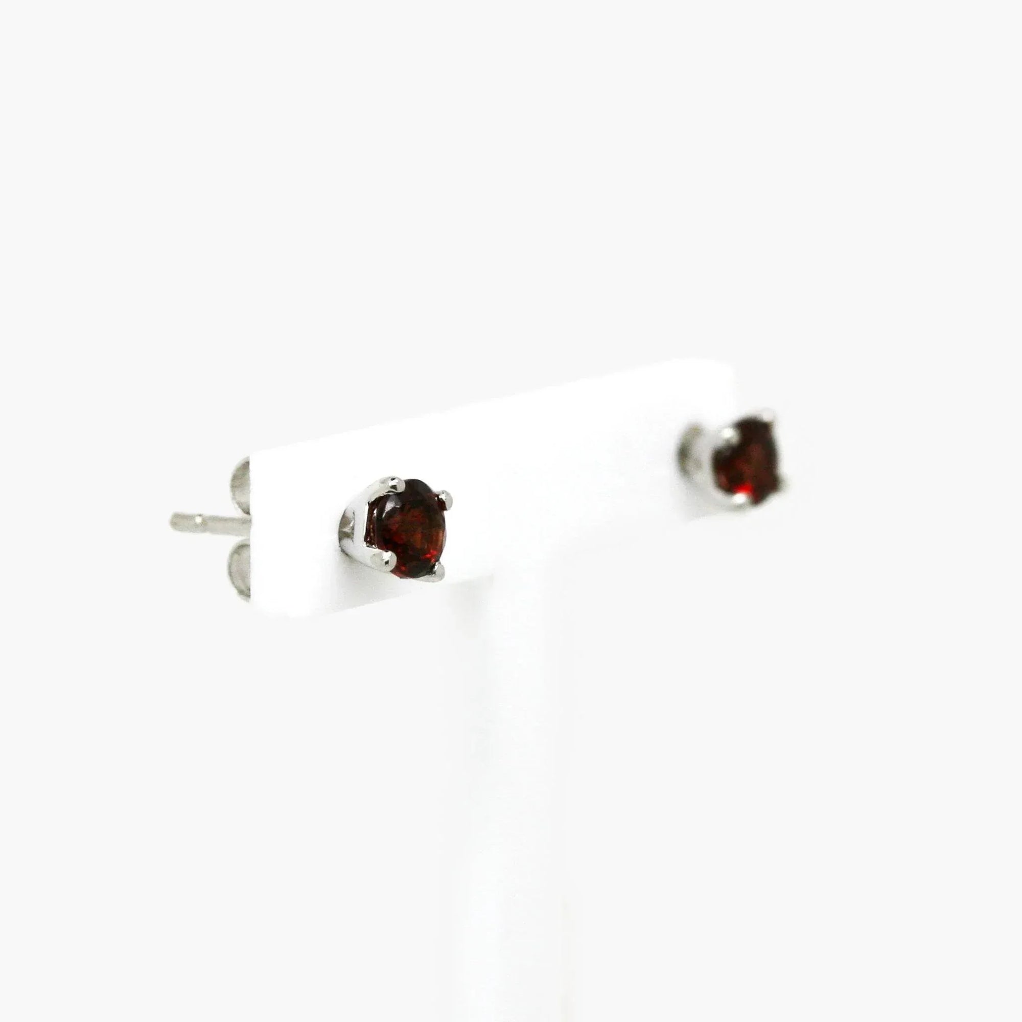 Silver Garnet Stud Earrings - Jordans Jewellers