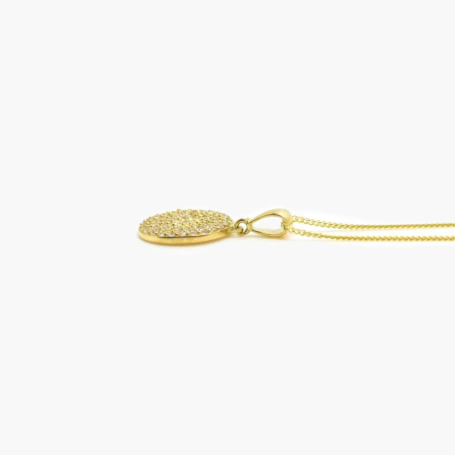 NEW 9ct Yellow Gold Round Pendant filled with White CZs - Jordans Jewellers