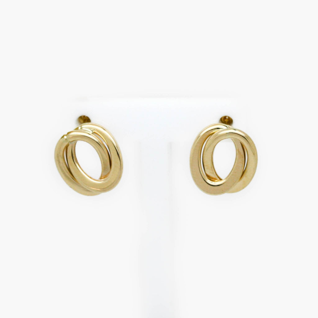 Interlocking Oval Stud Earrings in 9ct Yellow Gold - Jordans Jewellers